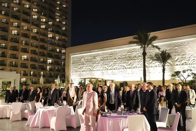 国际友人和旅居埃及越南同胞参加纪念活动。图自越通社