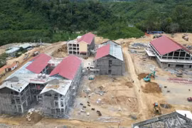 越南岘港市拉埃埃乡小学—初中一贯制寄宿学校的教学及配套建筑正逐步成形。 图自越通社 
