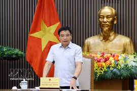 越南政府副总理阮文胜在会议上发表讲话。图:越通社发