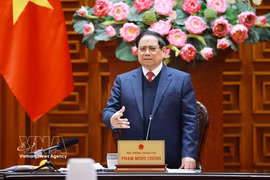 越南政府总理、国家核电站建设指导委员会主任范明政在政府总部主持召开指导委员会第五次会议 图自越通社