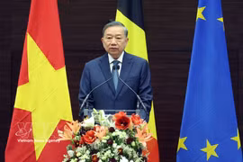 越共中央总书记、国家主席苏林在埃格蒙特皇家国际关系研究所发表施政演讲 图自越通社