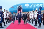越共中央总书记苏林抵达平壤，开始对朝鲜进行国事访问。图自越通社