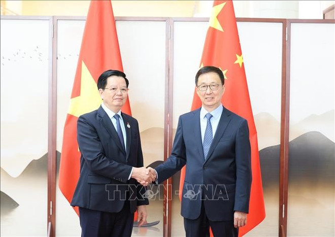 越共中央委员、政府副总理梅文政9月16日在中国南宁会见了中华人民共和国副主席韩正。图自越通社 mai-vc.jpg