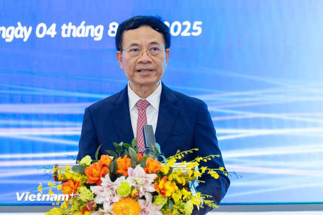 越南科学技术部部部长阮孟雄发表讲话。图自Vietnam+ vnpt-22.jpg