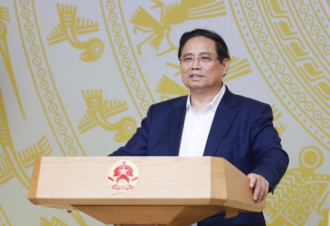政府总理范明政发表讲话。图自越通社 vna-potal-thu-tuong-chu-tri-hoi-nghi-toan-quoc-ve-thuc-day-dau-tu-cong-nam-2025-lan-thu-ba-8279982.jpg