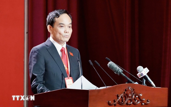 越共中央书记、胡志明市市委书记陈流光发表讲话。图自越通社 tong-bi-thu-to-lam-du-dai-hoi-dai-bieu-dang-bo-thanh-pho-ho-chi-minh-14-13jpg.jpg