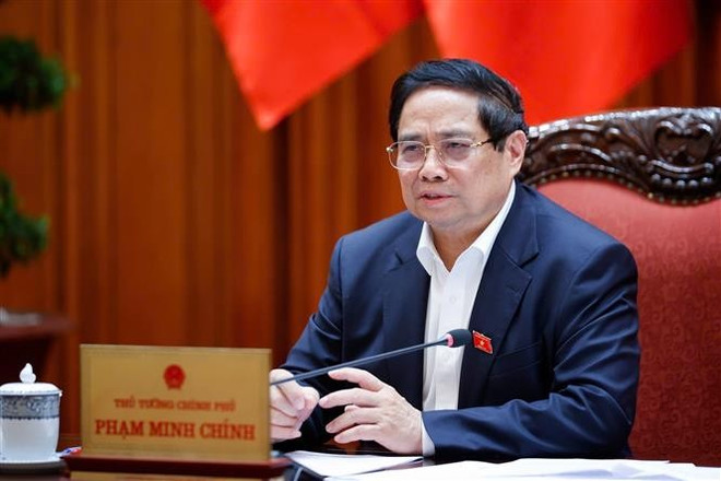 越南政府总理范明政发表讲话。图自越通社 vna-potal-thu-tuong-chu-tri-hop-chuan-bi-dam-phan-thuong-mai-voi-hoa-ky-ngay-245-8051726.jpg