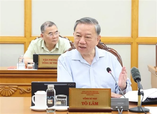6月6日，越共中央总书记苏林在河内主持召开中央政治局会议。图自越通社