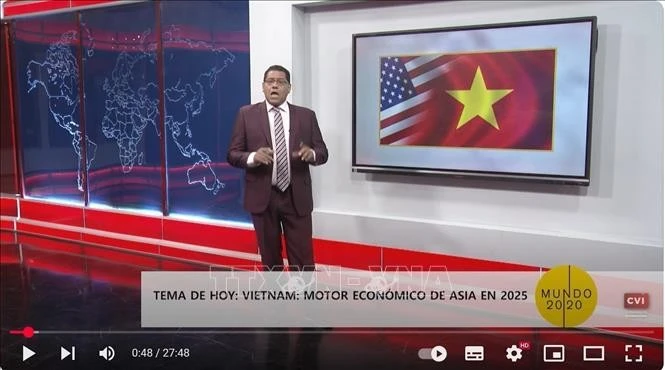 古巴国际电视台Cubavisión Internacional对越南取得令人瞩目的经济发展成就进行分析。图自越通社