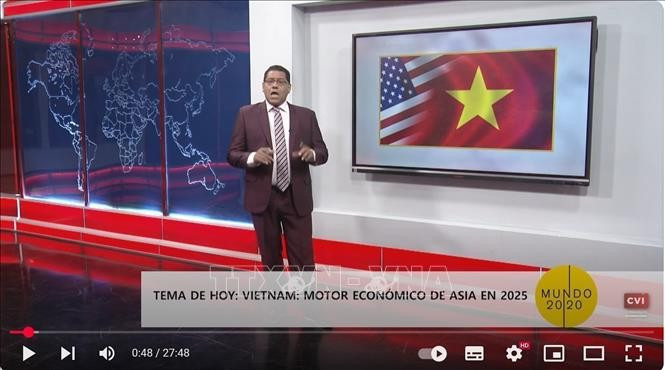古巴国际电视台Cubavisión Internacional对越南取得令人瞩目的经济发展成就进行分析。图自越通社