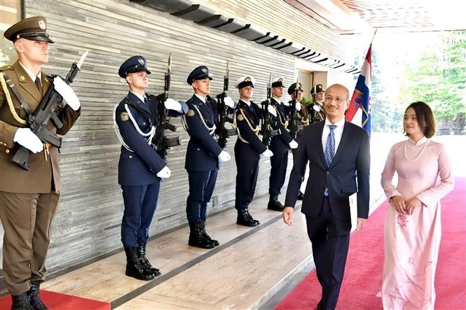 越南驻克罗​​地亚大使裴黎泰夫妇。图自：越通社