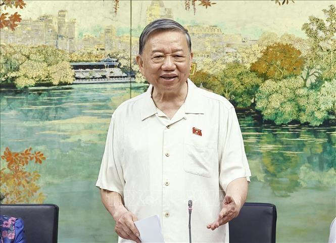 越共中央总书苏林出席会议并发表讲话。图自越通社