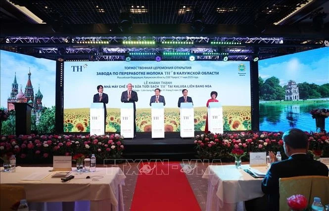 TH集团在俄罗斯卡卢加州的鲜奶加工厂落成典礼。图自越通社
