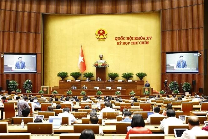 越南第十五届国会第九次会议场景。图自越通社