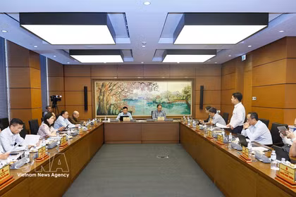 河内市国会代表分组讨论。图自越通社
