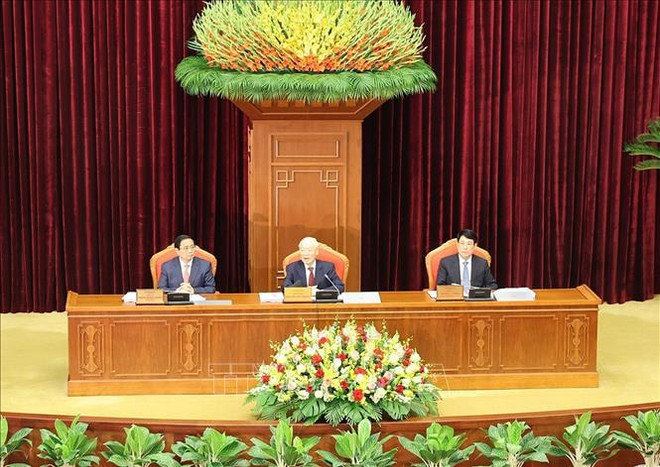 越共中央总书记阮富仲主持会议。图自越通社 hoi-nghi2-16524.jpg