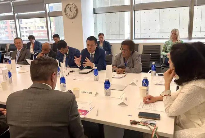 越南常驻联合国代表团团长邓黄江大使在会议上发表讲话。图自越通社 2c68224fe003095d5012.webp