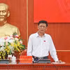 国会民族委员会主席林文敏发表讲话。图自越通社