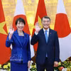 越南政府总理黎明兴与日本首相高市早苗在欢迎仪式上合影。图自越通社