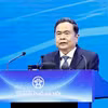 越共中央政治局委员、国会主席陈青敏发表讲话。图自越通社