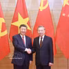 2025年4月14日，越共中央总书记苏林在河内欢迎中共中央总书记、国家主席习近平对越南进行国事访问。图自越通社