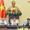 国会主席陈青敏发表讲话。图自越通社