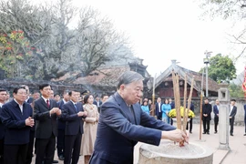 越共中央总书记苏林在宁平省丁王祠、黎王祠上香