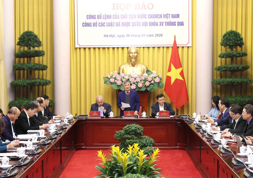 关于12部法律的国家主席令发布。图自越通社