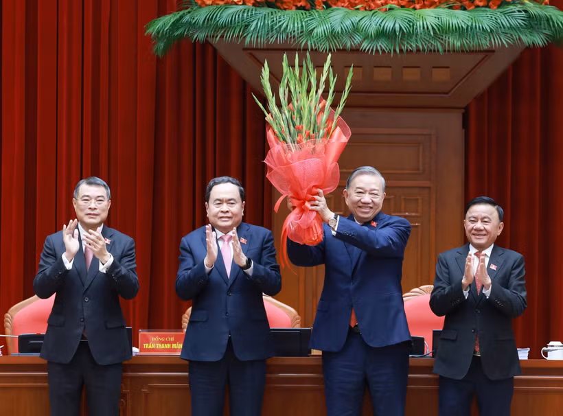 越共第十四届中央委员会选举产生总书记职务。图自越通社
