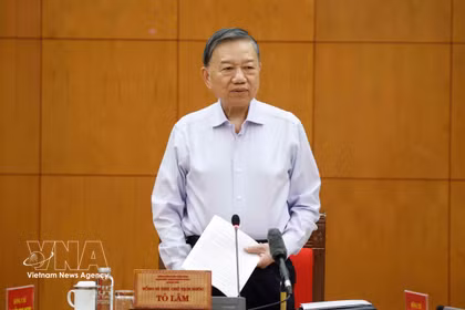 越共中央总书记、国家主席苏林发表指导性讲话。图自越通社