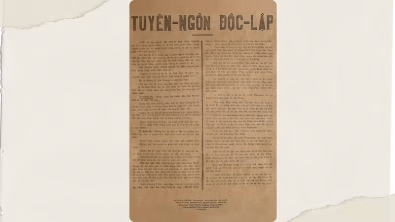 越南民主共和国的《独立宣言》。胡志明博物馆供图