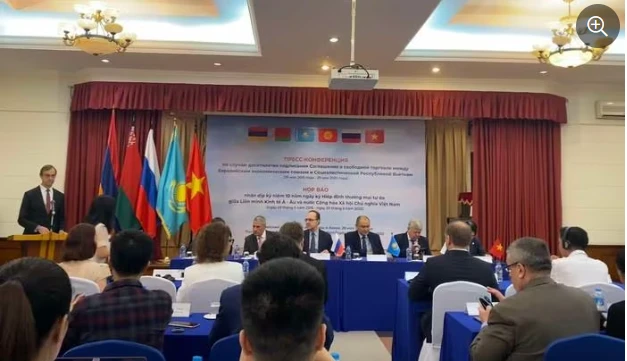 纪念越南与欧亚经济联盟（EAEU）自由贸易协定签署10周年新闻发布会。图自互联网