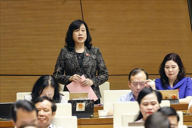 越南卫生部部长陶红兰在会上解答了国会代表提出关于诊疗、人民保健、假药和假保健品等方面的多项问题。图自越通社