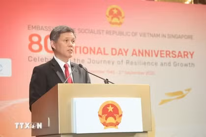 新加坡国防部长黄永宏。图自越通社