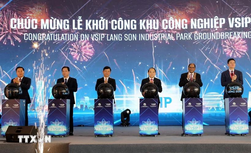 谅山省VSIP工业园区正式开工仪式。图自越通社