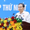 越南国会主席陈青敏讲话。图自越通社