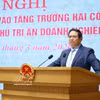 越南政府总理范明政发表讲话。图自越通社