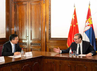Serbian President Aleksandar Vucic meets with visiting President of Xinhua News Agency Fu Hua in Belgrade, Serbia, on April 30, 2024. (PRNewsfoto/xinhuanet) Serbian President Aleksandar Vucic meets with visiting President of Xinhua News Agency Fu Hua in Belgrade, Serbia, on April 30, 2024. (PRNewsfoto/xinhuanet)