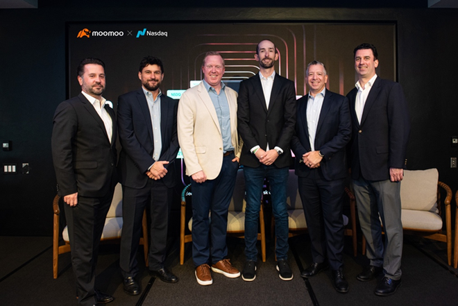 From left to right: Greg Ferrari, Vice President of Exchange Management for North American Market Services at Nasdaq; John Black, Associate Vice President and Head of Index Options at Nasdaq; Thomas Maguire, Associate Vice President and Head of Data Product Management at Nasdaq; Nate Palmer, President, Moomoo Financial Inc.; Brandon Tepper, Senior Vice President and Global Head of Data at Nasdaq; Justin Zacks, Vice President of Strategy, Moomoo Technologies Inc.