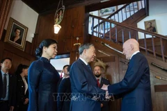 越共中央总书记苏林会见保加利亚前国王西美昂·萨克森-科堡-哥塔。图自越通社