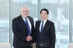 越南国家主席梁强会见开市客（Costco）集团董事长兼首席执行官罗恩·瓦克里斯（Ron Vachris）。图自越通社