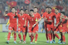 越南国家足球队重返世界前百强， 排名提升9位。图片来源：越通社