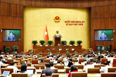 越南第十五届国会第九次会议一场全体会议。图自越通社