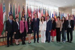 参加联合国人权理事会成员投票的越南代表团。图自越通社