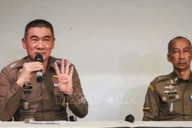 泰国警方17日举行新闻发布会，通报案件相关情况。图自Getty Images