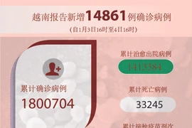 图表新闻：越南报告新增14861例确诊病例 累计新冠肺炎确诊病例超180万例