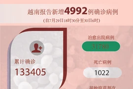 图表新闻：越南报告新增4992例确诊病例