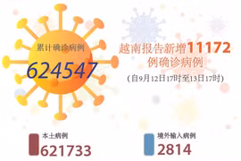 图表新闻：越南报告新增11172例确诊病例 新增治愈出院病例11200例