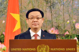 王廷惠出席越南加入联合国40周年纪念仪式并发言。（图片来源：越通社）