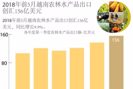  图表新闻：2018年前5月越南农林水产品出口创汇156亿美元